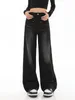 Jeans pour femmes femmes Black Gothic Harajuku Y2K 90S pantalon denim esthétique Pantalon de cowboy à taille haute vintage 2000