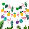 Décoration de fête Hawaiian Tropical Flamingo Pineapple Summer Decor Banner Garland Bunting Joyeux anniversaire