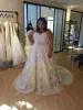 Plus -Größe Brautkleider Schatz Spitzen Applikationen Brautkleider für fette Frauen Fecken Zug einer Linie Hochzeitskleid
