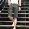 Shorts masculinos Button-Zip Men Summer Cargo com botão com zíper Design de vários bolsos de vários bolsos