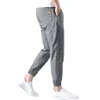 Summer Mens Casual Fashion Simple Nine-point Pants Loose Sweatpants Ultra-thin Waist Trousers