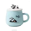 Kupalar Üç Boyutlu Karikatür Panda Renkli Cam Seramik Bardak Sevimli Su Edebi Küçük Taze Kupa
