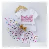 Clothing Sets New Baby Girl Set 3Pcs Letter Print Romper Top Dotted Tutu Skirt And Crown Headband Clothes Outfit For First Birthday656 Dhd0W