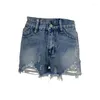 Frauen Jeans schlanke Jeans-Shorts für Sommer-Oberbekleidung mit hohen taillierten Sportarten und ungezwungenen Risshosen lose Strandhosen