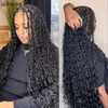 Long 32 Boho Traided Full Lace Front Wigs 613 Blonde Curly Goddess Locs Wigs Pré-cueilled avec des cheveux Babe Box Box Braids 240408