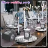 Disposable Dinnerware 25Pcs Silver Tableware Sets Napkins Cups Disco Ball Theme 70s Paper Plates Wedding