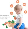 Toys de Montessori por 1 ano de bebê Pull cenout Game Kids Kids Wooden Toy Shapering Matching Puzzle Crianças educacionais 240407