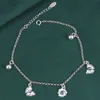 Mignon simple 925 argent sterling en émail papillon femme de cheville femme vintage fleur ethnique ronde bracelet de cheville