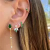 Boucles d'oreilles Stud Roxi Zircon vert géométrique pour femmes 925 Sterling Silver Crystal Piercing Fine Bijoux Plata