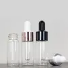 Clear ätherische Öl -Tropfenflaschen 2ml 5 ml 10 ml kleine Glasabfall -Probenbehälter Glas Tropfenfläschchen für ätherische Öle 1 ml Tropfenflasche mit Silbertop