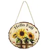 Party Decoration Thanksgiving Harvest Wooden Festival Sunflower Oranments Wall Hanging Plaque Board Sign DIY Home Room Pendants