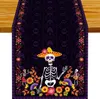 Mexican Day of The Dead Linen Table Runners Kitchen Table Decor Reusable Dia De Los Muertos Table Runners Halloween Decorations 240325