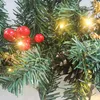 Fleurs décoratives 270 cm Couronne de rotin artificiel avec lumières Consiels de pin Berries Noël Fake Green Plantes suspendues Decor