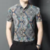 Camisas casuales para hombres Impresión de moda de alta calidad Manga corta Tops sin costuras Masculino estampado floral Vestido anti-wrinking