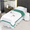Bedding Sets Custom Size Logo 4-7PCS Embroidery Beauty Salon Set Bed Linen Sheet Massage Spa Bedskirt Stoolcover Pillow Quilt Cover#s