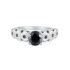 Klusterringar 2024 S925 Sterling Silver Jewelry 6.5mm Black Stone Wedding for Women Zircon Engagement Ring Fine