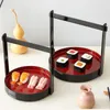 Dijkartikelen sets winkelmand handheld bord sushi display containers rond Japanse lade plastic serveerbakken