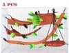 SEIS 5pcs Hámster Accesorios de jaula colgante de la hoja Diseño de madera de hojas pequeñas animales de hamaca de animales.