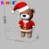 3MH Lindo Gigante Gigante navideño Brown Inflable Teddy Beatio con sombrero rojo para la decoración publicitaria de vacaciones