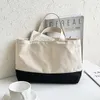 Bag Women Canvas Shopping Bags Ladies Large-Capacity Handbags Trendy Shoulder Creative Stitching Crossbody Casual Tote