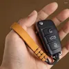 Keychains Genuine Leather Handmade Lanyard Car Keychain Pendant Creative Personalized Wear-resistant Cowhide Key Loop For Men Gift