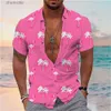 Camisas casuais masculinas 2023 NOVA camisa ALOHA Camisa Flamingo Coco Tree Padrão de impressão 3D Fashion Holiday Holiday Holiday Lazer de manga curta YQ240408