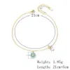 Enamel flower bead chain light blue beach style daisy Anklet est custom anklet 925 Sterling silver 18k gold plated 240408