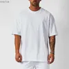 T-shirts voor heren gewoon mesh fitness heren oversized t-shirt buiten hiphop streetwear losse gym kleding halve mouw t-shirt bodybuilding t-shirtl2403