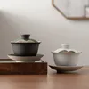 Teaware conjunto de estilo japonês desenhado na distante Gaiwan Porcelain Tea Set Cup Bowl Stoare Maker Capa