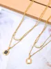 Ketten Naturalschale Perle Anhänger Halskette für Frauen 316L Edelstahl Doppelschichtkettenkragen Schmuck wasserdicht N23088