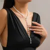 Colliers de pendentif Saliccon imitation de mode élégante Perle Collier court punk poitrine de poitrine long collier pendentif pour femmes élégants bijourydrr4