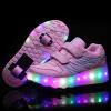 Sneakers Twee wielen Liminous Sneakers Black Red Led Light Roller Skate Shoes For Children Kids Led Shoes Boys Girls Shoes Up 2843