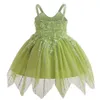 Ragazze Dress Little Flying Man Elf Mash Spliced Stampa vestito da principessa cinghia gonna gonfia abito da festa abiti per bambini abiti da cosplay 240325