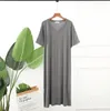 Large size night dress short sleeve modal cotton sleepwear nightgown women nightwear nightshirt gown loose long 240408