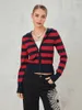 Women's Knits Spring Knit Hoodies Stripe Print Zip Up Sweater Slim Lightweight Jacket Fall Casual Sweatshirt