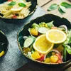 Bowls Gold Edge Creativity Bowl European Style Set Light Luxury Emerald Colour Soup Ceramic Salad Noodle Ramen Tableware