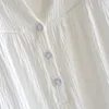 Kobiety czysta bawełniana krepa nocna sukienka do snu seksowna dama vneck długie rękawy Koszczewki wiosna letnia nocna koszulka nocna 240408