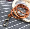 Echte lederen lanyard nekriem voor mobiele telefoontassen ID Credit Werkkaarthouder Nek Lanyard sleutelhang halslijn riemen AA225093376