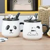 Mokken keramische mok met deksel cartoon panda patroon koffiekop melk huisdecor drinken drink drink keuken gebruiksvoorwerpen ambachten geschenken