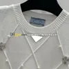 Women Diamond Check Knit Vest Designer Rhinestones Embellished Knitted Camisole Women Knits Tee Women's Sleeveless Knit Tops