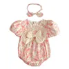 Summer Family Dopasowanie strojów Dziewczęce Sióstr Kwiatowa Księżniczka Dressbaby krótkie rękawy Puff Bodysuit H5503 240327