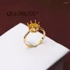 Cluster Rings QIAOBEIGE 925 Sterling Silver Female Models Cubic Zircon Pearl Crown Shaped Ring Holiday Party Jewelry Findings Components