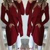 Herbst Winter Chic Lady Feste Farbe Revers Langarmknopf Schlitzwolle Mantel warme Frauen Außenbekleidung Wintermantel lässig Slim Fit