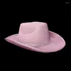 Berets Cowboy Hat Fedora Bachelorette Party Prop Glitter Cowgirl Western for Bridal F0S4