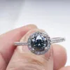 Серый цвет 1CT Ladies Ring Silver 925 Jewerly for Women Fashion Command Wedding Diamond Party Jewerlyrings 240313