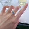 Cluster anneaux apaisson étincelants diamant à haut carbone pour femmes anniversaire Bridal 925 sterling anneau fin bijoux de mariage cadeau