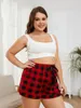 Dames slaapkleding plus size pyjama shorts Red Plaid Drawtring broek elastische taille nachtkleding broek bodem huiskleding kleding