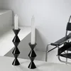 Candle Holders Modern Style Black Wooden Endless Column Holder Table Decoration Simple Geometry Candlestick Home Party