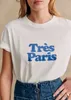 2024 Zomer Nieuw SEZ Design Retro Casual Fashion French Letter Printing System White Round Neck Sport Top Dames veelzijdige T-shirt met korte mouwen