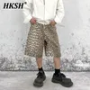 Men's Shorts HKSH American High Street Retro Leopard Print Druszcz jeansowy prosta swobodna szeroka noga Capris Pants HK0513